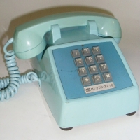 Two-tone baby blue push button TELEPHONE - marked Bell System Western Electric - Sold for $43 - 2012