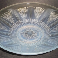 Large French Opalescent Glass ART DECO ChargerShallow Bowl - Ten Point star w Flame like fingers in between & geometric middle, marked Made in France  - Sold for $195 - 2012