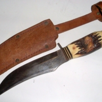 Irish TOWIKA Knife - in Sheath, marked to blade, carved Buffalo to handle - Sold for $110 - 2012