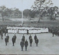 Framed WW1 Panoramic  Photo of Regiment incl Nurses, Officers & Soldiers - maybe at Royal Park - Sold for $61 - 2012