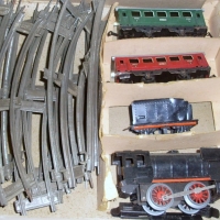 1950's Tin Toy Train Set (made in Western Germany) with Loco, Tender, 2 x Carriages, & Tracks - Sold for $98 - 2012