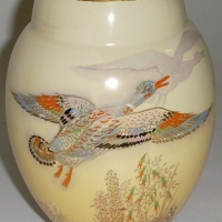ART DECO Carlton Ware VASE - Lovely HPainted FLYING DUCK Design w Reeds, Shadows, etc on a Cream Ground - all marks to base - some restoration  - Sold for $61 - 2012