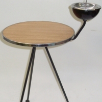 1960's stylish Smokers Stand with splayed black steel legs, laminate top and chrome ashtray - Sold for $18 - 2012