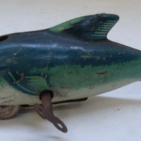 1950's German made tin toy WHALE - Marked made in US ZONE Germany w Key Working - Sold for $55 - 2012