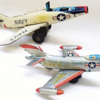 2 x  Japanese Made Tin Toy Fighter Planes incl 564 Np Navy Plane made by TN - Sold for $18 - 2012