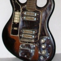 c1965 IBANEZ Goldentone Model 2104 Electric Guitar - In original used cond, sunburst body, af - Sold for $366 - 2012