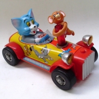 Battery operated TOM & JERRY tin toy CAR -  MGM Inc. made by Modern Toys, Japan - 28cm long - ex. cond - Sold for $256 - 2012