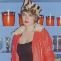 Vintage ladies RED leather Trench coat w Lapin COLLAR, TRIM & Cuffs - Medium size - Sold for $49 - 2012