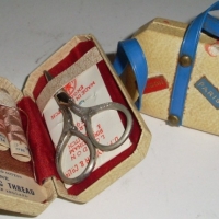 Pair of vintage suitcase shaped SEWING KITS & contents - made in England - Sold for $24 - 2012