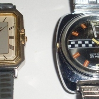 2 x Vintage GENTS Watches - 1970's Timex w Black & White Chequered stripe to face + SEIKO Alarm Quartz - Sold for $55 - 2012