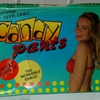Mint boxed pair - CANDY PANTS - The Original EDIBLE UNDIES! - Cherry flavored, original plastic wrap around box, c1976 - Sold for $18 - 2012
