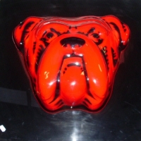 Black and Red Perspex light-up BULLDOG sign, red bulldog on black background - Sold for $122 - 2012