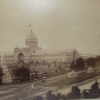 Framed ALBUMEN Photograph - EXHIBITION BUILDING Melbourne 1880 - Possibly by Charles Nettleton, titled verso - 35x475cm - Sold for $281 - 2012