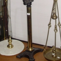 Large & Impressive pair - Vintage DAY & MILLWARD Agate Balance Scales - all Cast Iron & Brass, porcelain Tray,  wsome weights marked AVERY - Fab Cond - Sold for $488 - 2012