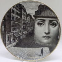 1980's 'Rosenthal' ceramic CABINET PLATE with black & white Fornasetti image - 24cm diam - Sold for $98 - 2012