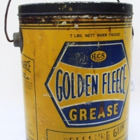 GOLDEN FLEECE round 7lbs Grease TIN- H. C Sleigh logo - Sold for $317 - 2012