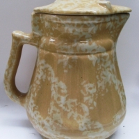 SUNSHINE ELECTRIX Electric jug with indented body - cream with white mottled glaze - 23cm H (with cord) - Sold for $104 - 2012