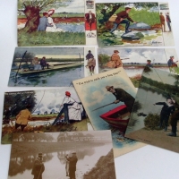 8 x vintage postcards all fishing related incl 5 x Charles Thackeray The Gentle Art of Fishing - Sold for $24 - 2012