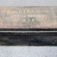 Large cWW1 Traveling Trunk belonging to CAPT PT REMINGTON DENTAL SERVICES AIF - marked to Locks 'EARL OF CHATHAM' w Patent Numbers, etc - Sold for $390 - 2012