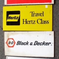 4 x SIGNS - Perspex 'Pay gas accounts here' -  Gas and Fuel Corporation Victoria, + 3 wooden signs -  Black and Decker, Hertz & Avis - Sold for $30 - 2013
