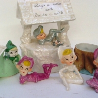 Vintage ceramic PIXIES! - WISHING WELL Moneybox, Figures, Figural Vases, etc - Sold for $30 - 2013