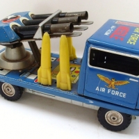 Japanese tin toy AIRFORCE MISSILE Truck with K trademark with 3 plastic missiles - Sold for $37 - 2013