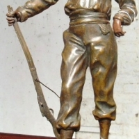 c1900 Spelter Figurine by Louis Moreau - CHAMPION de TIR (Shooting champion) - on wooden base - 48cms H - Sold for $122 - 2013