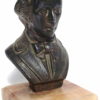 c1900 Spelter bust of Chopin on marble base - 16cms H - Sold for $73 - 2013
