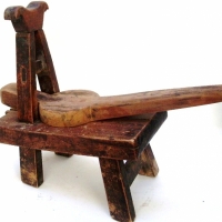 Wooden Oriental rice cake press, lovely patina - Sold for $30 - 2013