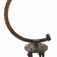 Brass World Globe stand with latitudes marked to arm, four columns to base - Sold for $61 - 2013