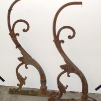 Pair large vintage cast iron ornate light brackets with scroll decorations - Sold for $268 - 2013