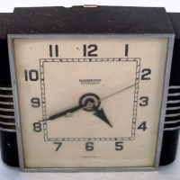 Art Deco Hammond Synchronous WALL CLOCK in black metal casing, made in the USA - Sold for $55 - 2013