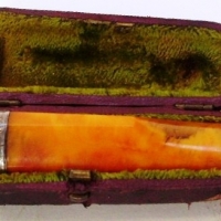 AMBER & STERLING Silver CIGAR Holder - hallmarks to silver collar incl BIRMINGHAM, Fab Cond - Sold for $55 - 2013