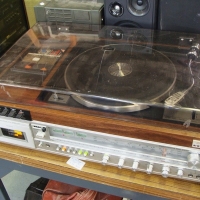 Group lot - Vintage AIWA Record player with cassette deck, packets of replacement stylus, vintage wooden ladder, National ranger VHF portable televisi - Sold for $24 - 2015