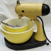 Retro original 1960s bright yellow Sunbeam Mixmaster with large yellow bowl - Sold for $55 - 2015