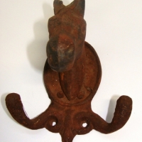 Circa 1900 cast iron figural horse head double wall hook - Sold for $43 - 2015