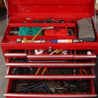 Large multi drawer tool box with heaps of contents  - sockets, spanners  etc - Sold for $98 - 2015
