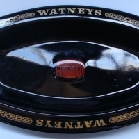 Large vintage WATNEYS English Red barrel BEER Change Tray - marked Bristol Pottery to base - 36cm L - Sold for $49 - 2015