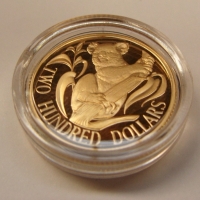 Royal Australian mint  Proof 1986 $200 coin 22 carat gold 10 grams - Sold for $512 - 2015