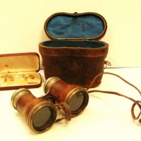 Group lot - Gold lined cufflinks & Pair of Vintage French binoculars in original leather case - Sold for $37 - 2015