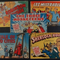 Group lot 1950's  Classic Comics in horizontal format incl - Robinson Crusoe, Sherlock Holmes, etc - Sold for $61 - 2015