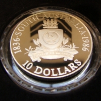 Royal Australian mint proof South Australia $10 coin State Series 1986 - 20 grams 925% silver - Sold for $24 - 2015
