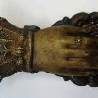 Victorian brass paper clip - hand with decorative cuff - Sold for $55 - 2015