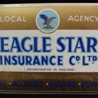 Vintage Padded Advertising sign for EAGLE STAR INSURANCE - Fire, Accident, Marine, Pluvius - Sold for $24 - 2015
