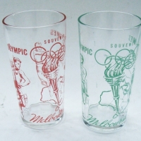 2 x Melbourne Olympic games 1956 souvenir drinking glasses - Sold for $30 - 2015