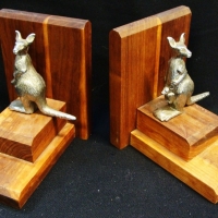 Pair of Blackwood bookends with silver plated kangaroo figures - Sold for $49 - 2015