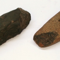 Two stone axes one Diorite the other Slate - Sold for $30 - 2015