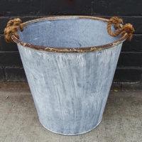 Large Galvanised metal bucket with rope handles - Sold for $24 - 2015