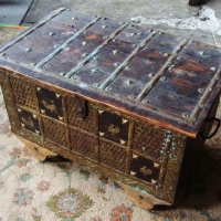 Vintage Indian chest with bars fittings & cast iron handles - Sold for $30 - 2015
