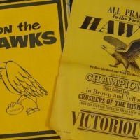 2 x 1970's Hawthorn Football Club Posters - Herald All Praise to the fiery Hawks & C'Mon on the Hawks - Sold for $37 - 2015